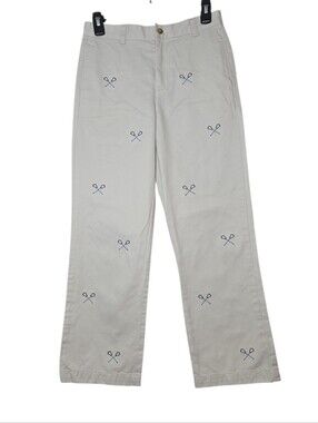 Vineyard Vines Embroidered Lacrosse Sticks Chino Pants Beige Size 14 Prep